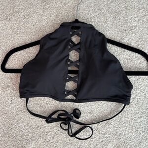 Black Lace-Up Women's bikini top